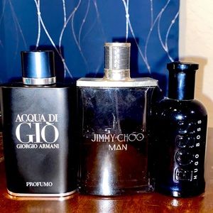 Acqua di gio profumo, jimmy choo man, Hugo boss bottled night bundle